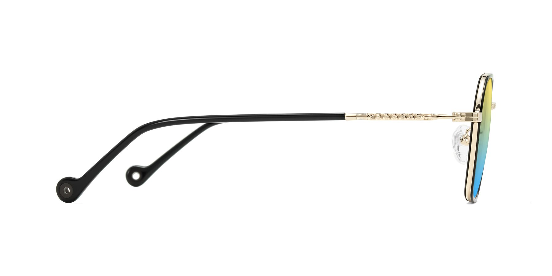 Side of Dalon in Black/Gold with Yellow / Blue Gradient Lenses