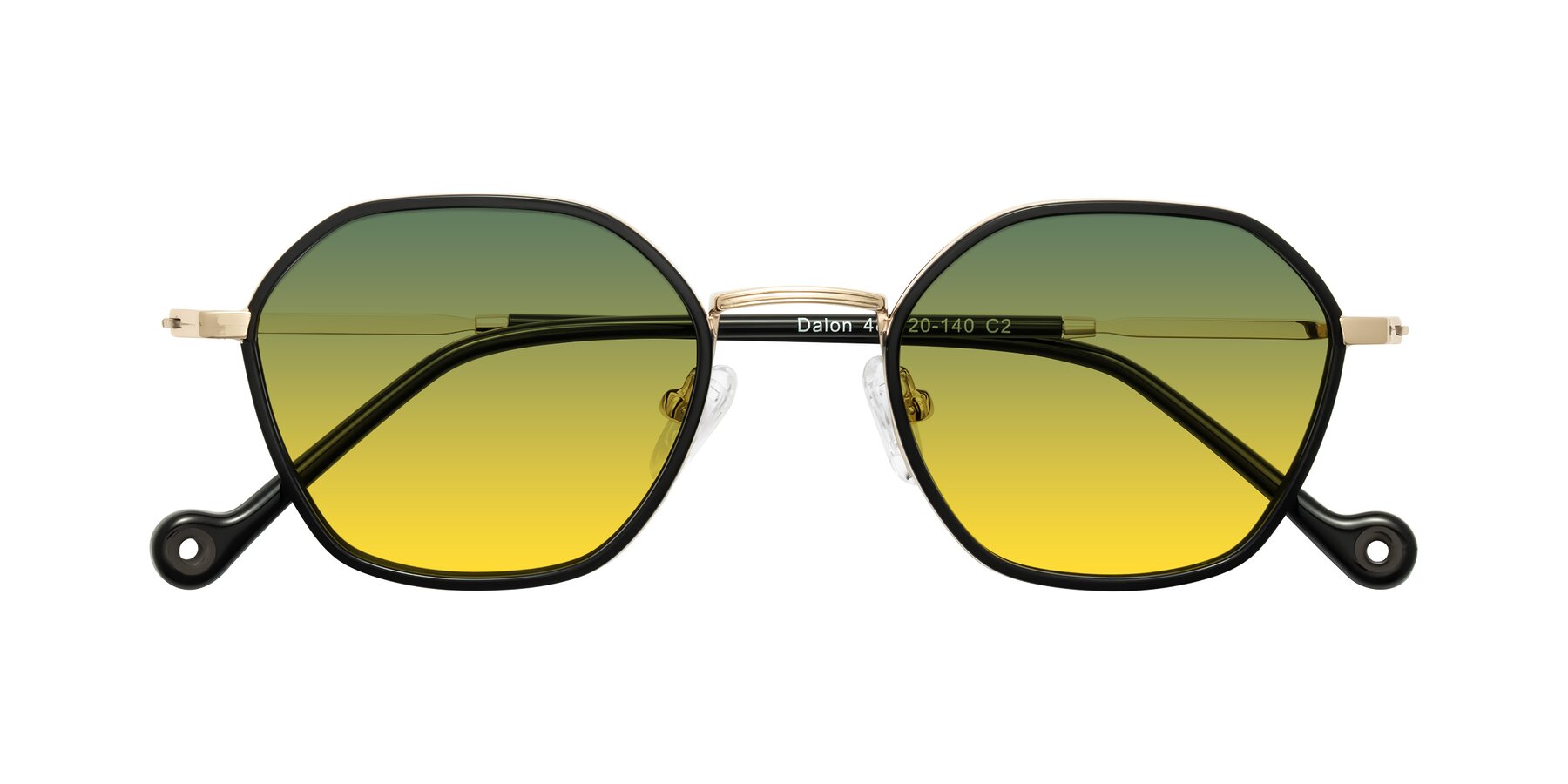 Folded Front of Dalon in Black/Gold with Green / Yellow Gradient Lenses