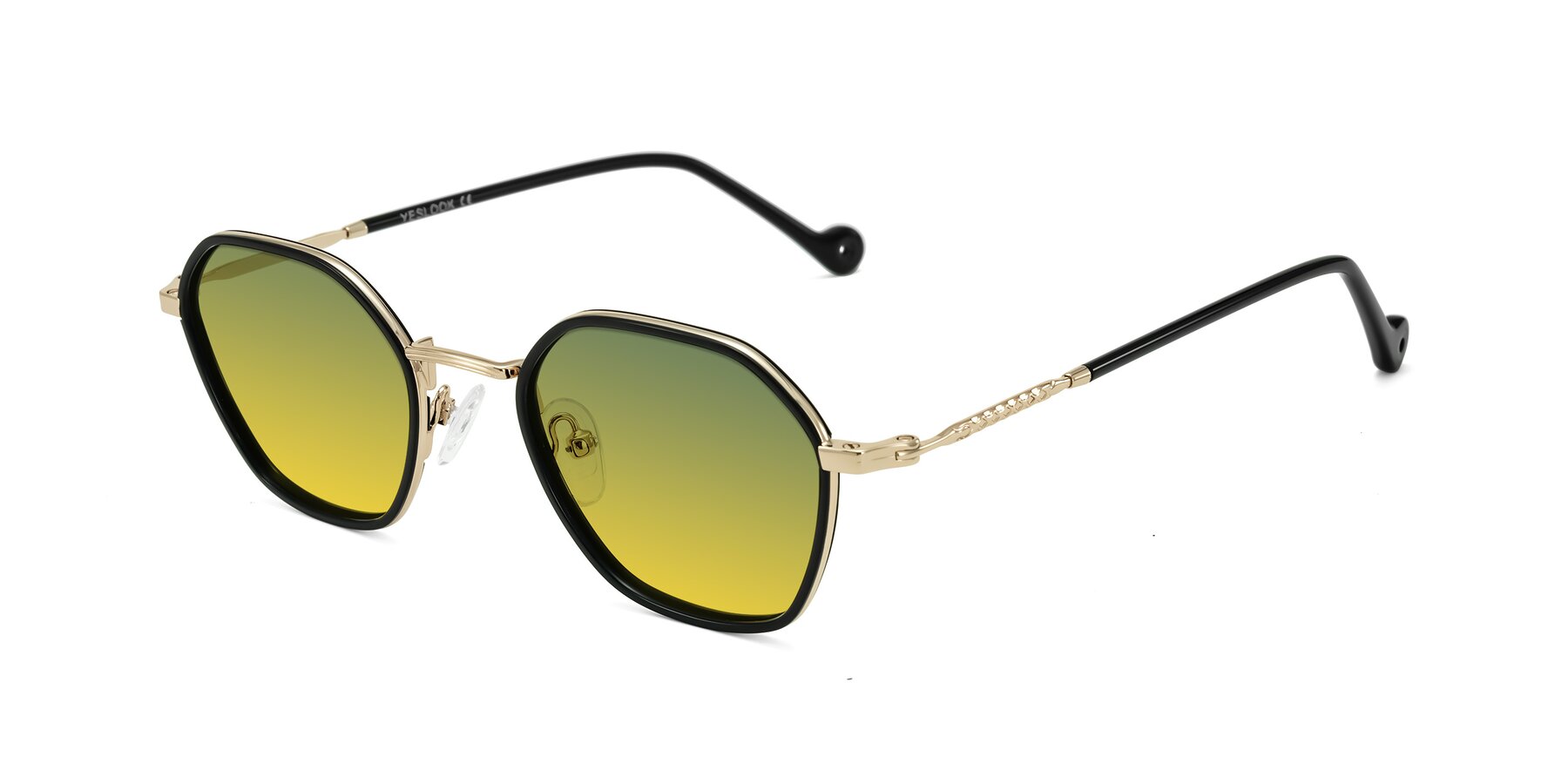 Angle of Dalon in Black/Gold with Green / Yellow Gradient Lenses