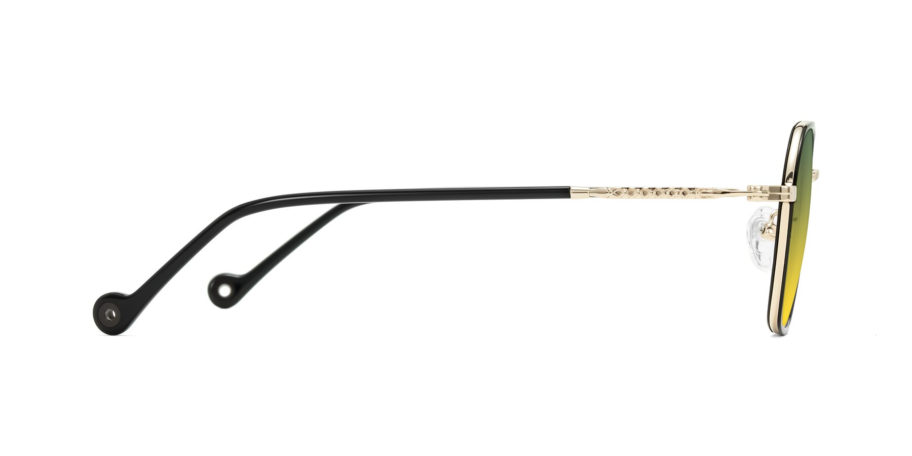Side of Dalon in Black/Gold with Green / Yellow Gradient Lenses