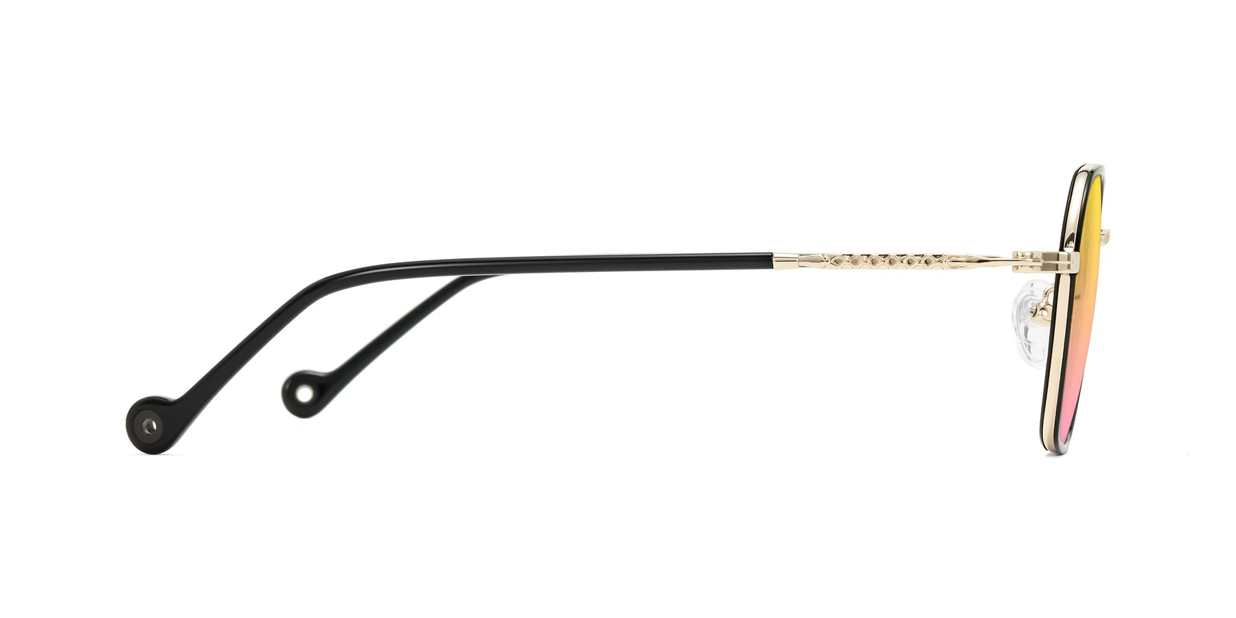 Side of Dalon in Black/Gold with Yellow / Pink Gradient Lenses
