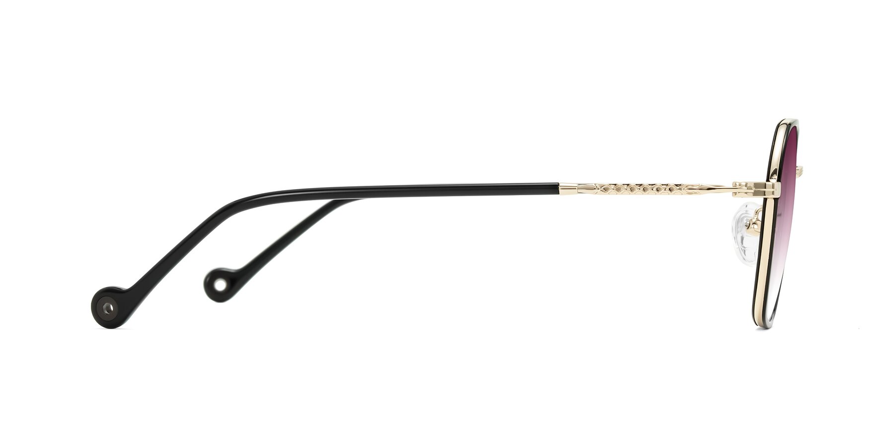 Side of Dalon in Black/Gold with Wine Gradient Lenses