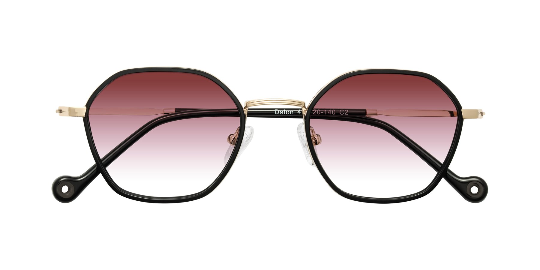 Folded Front of Dalon in Black/Gold with Garnet Gradient Lenses