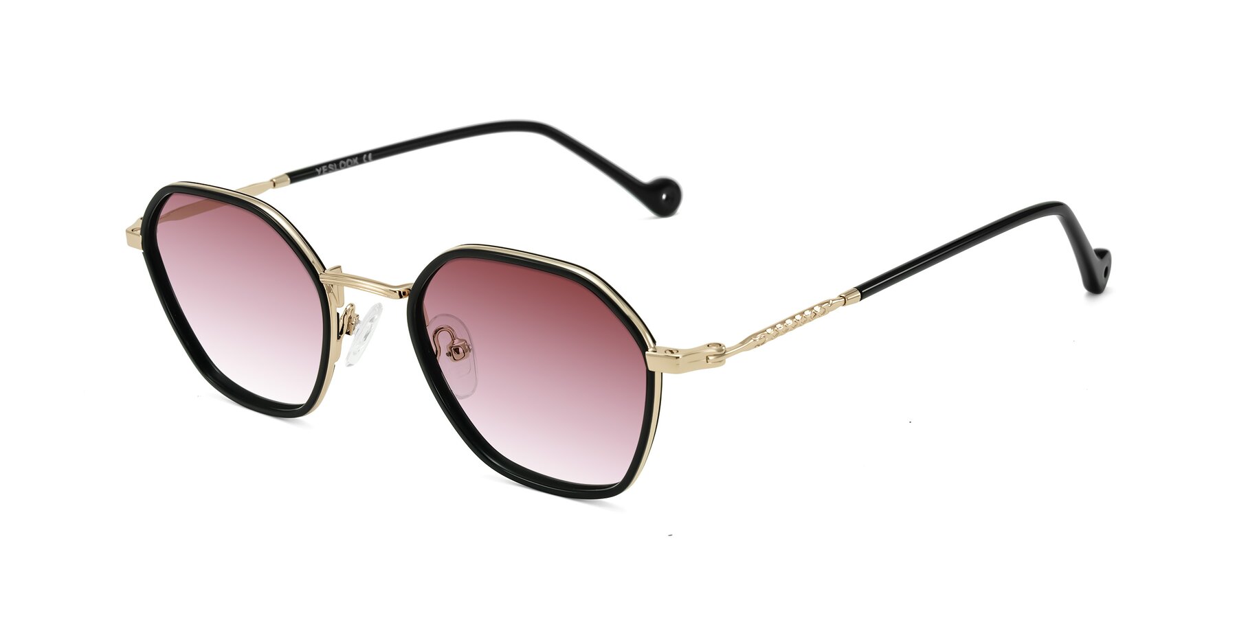 Angle of Dalon in Black/Gold with Garnet Gradient Lenses