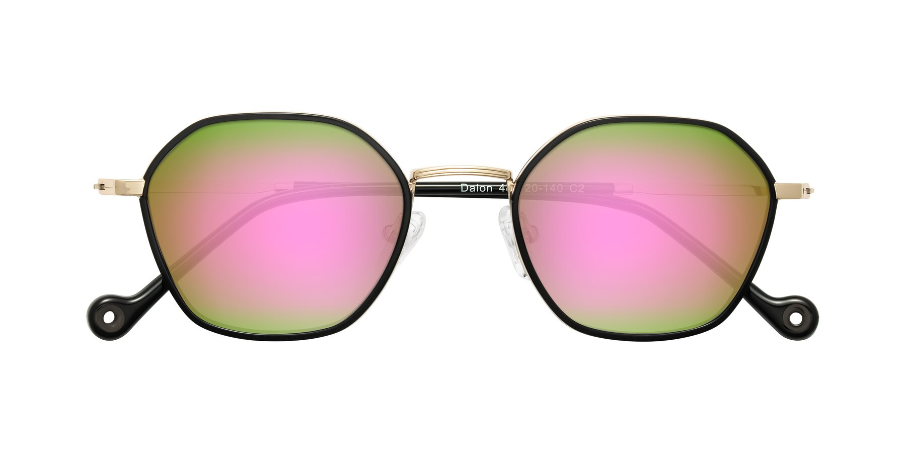 Folded Front of Dalon in Black/Gold with Pink Mirrored Lenses