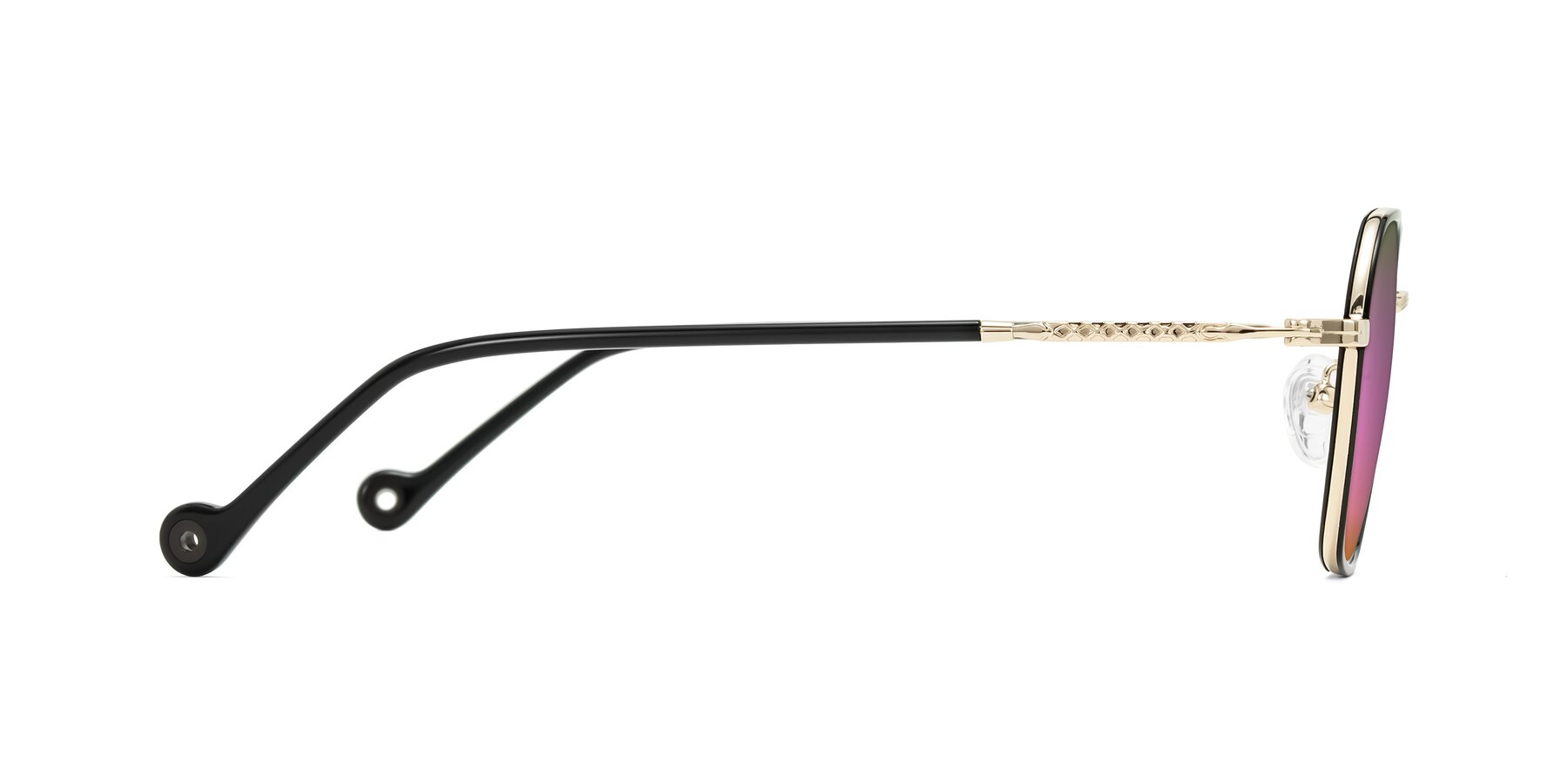 Side of Dalon in Black/Gold with Pink Mirrored Lenses