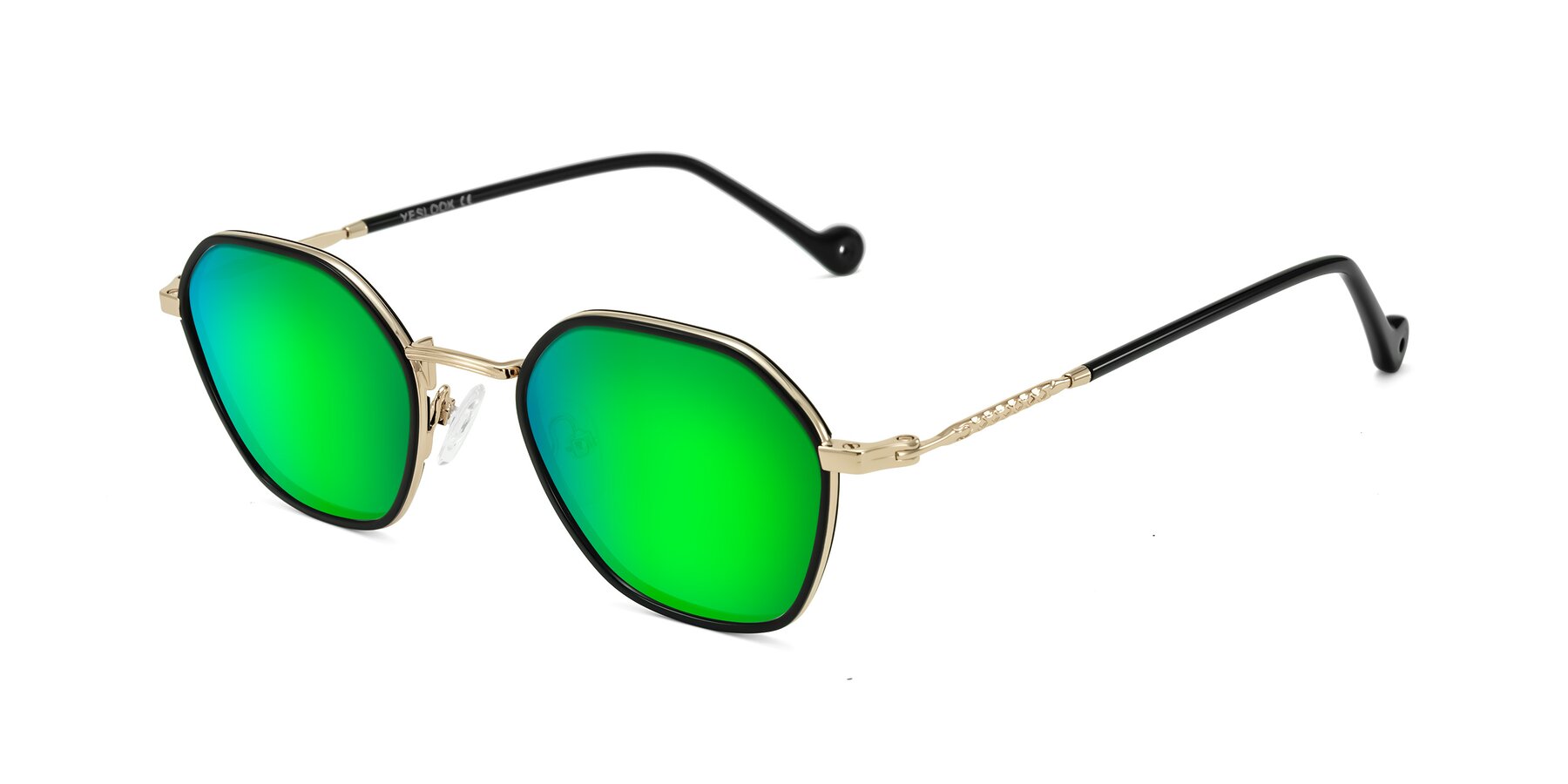 Angle of Dalon in Black/Gold with Green Mirrored Lenses