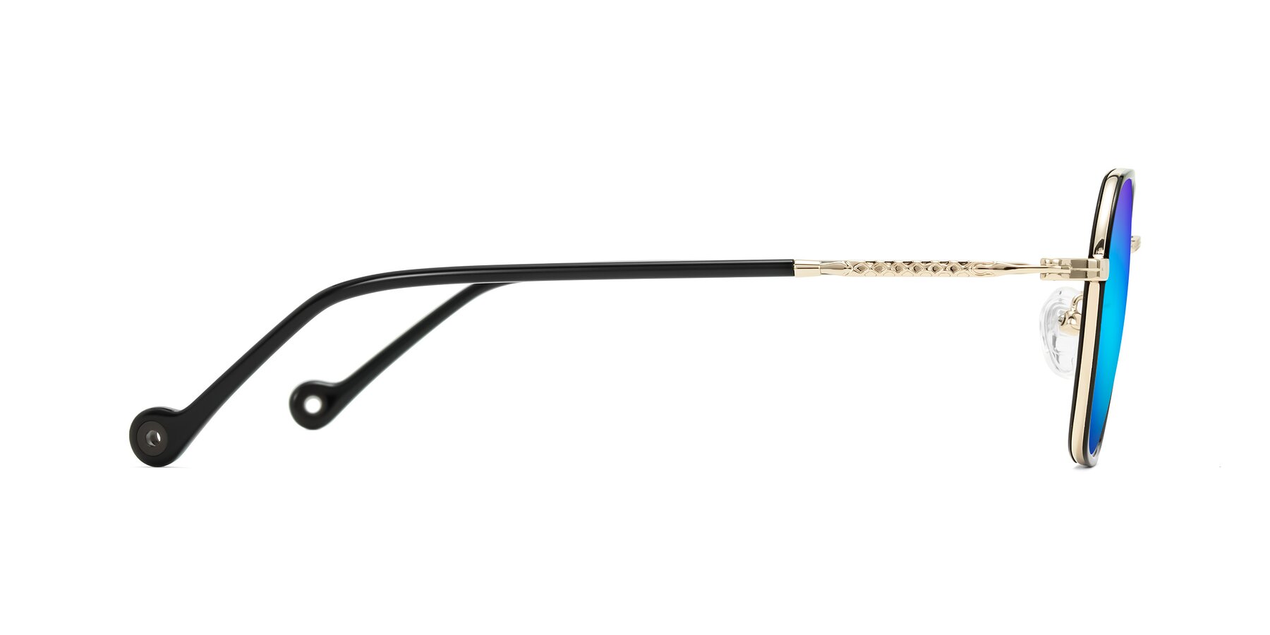 Side of Dalon in Black/Gold with Blue Mirrored Lenses
