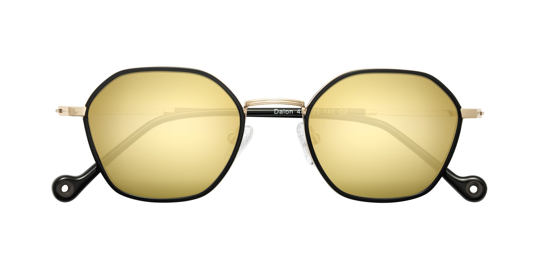 Folded Front of Dalon in Black/Gold with Gold Mirrored Lenses