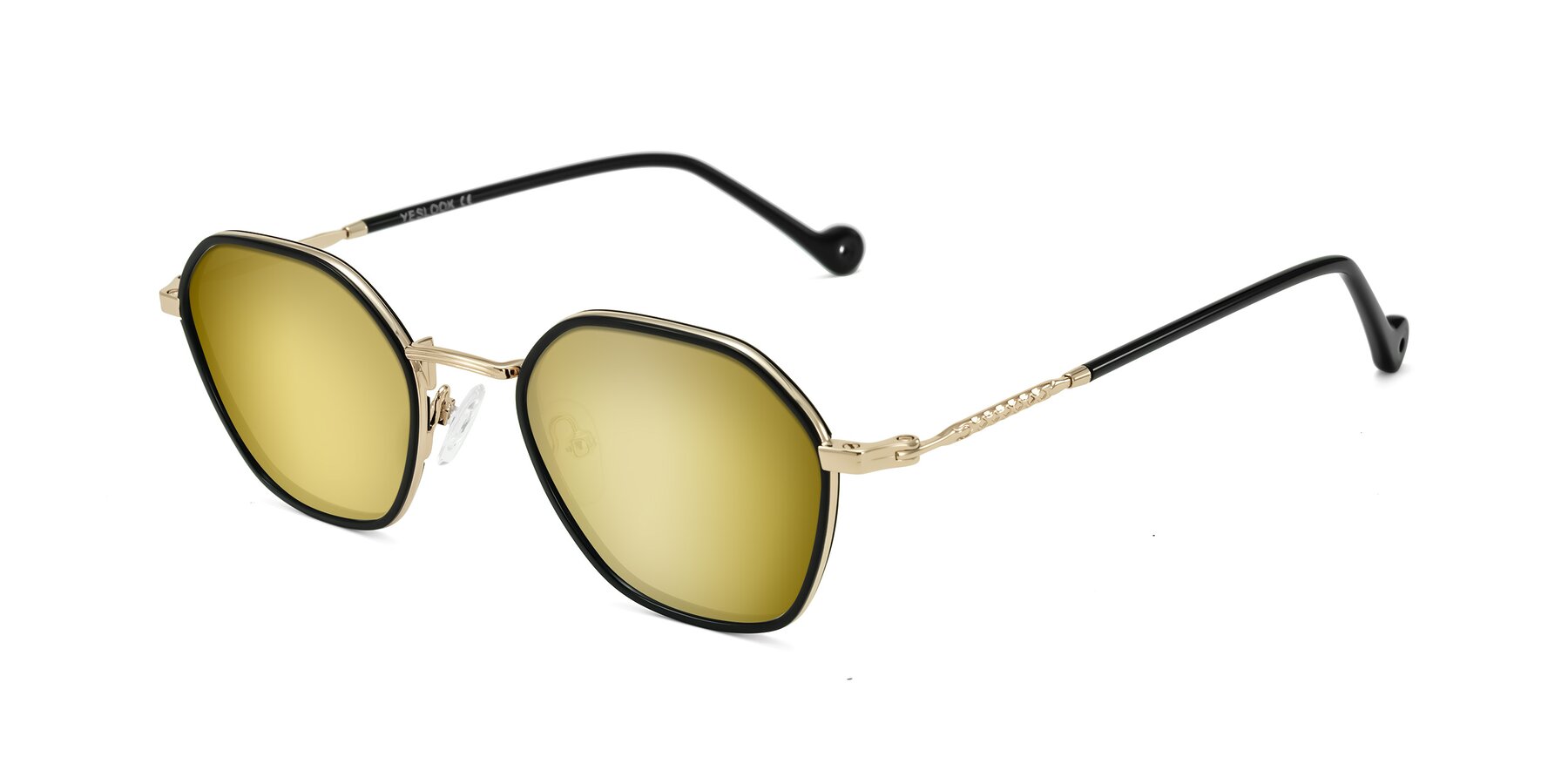 Angle of Dalon in Black/Gold with Gold Mirrored Lenses