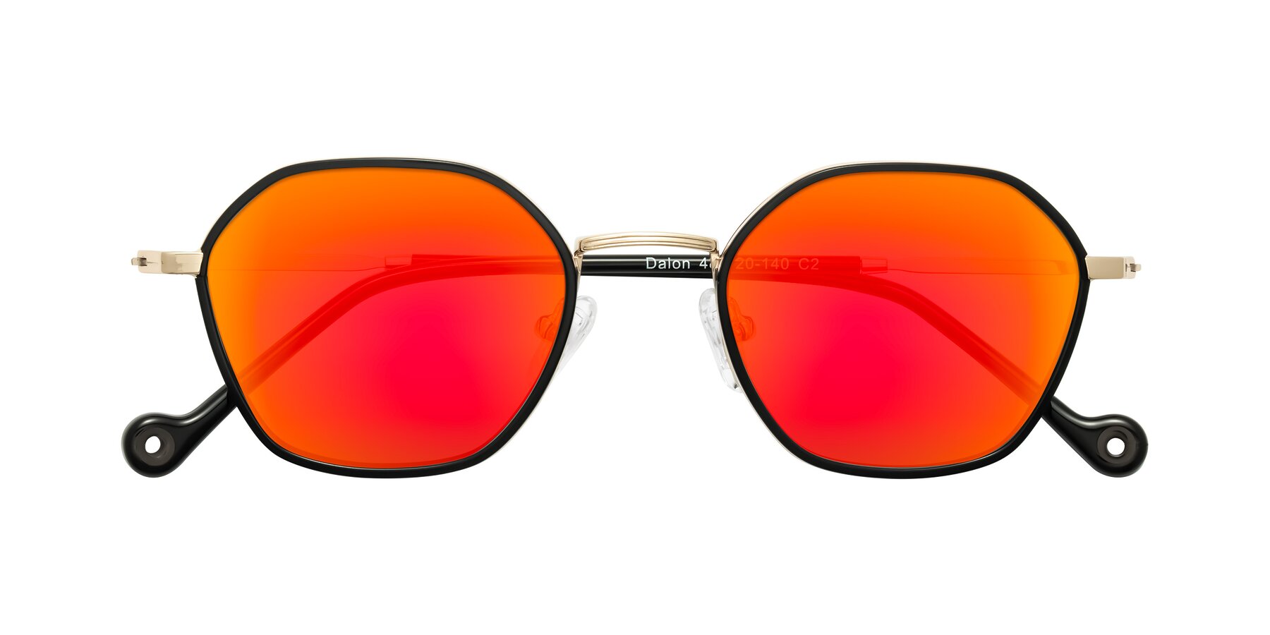 Folded Front of Dalon in Black/Gold with Red Gold Mirrored Lenses