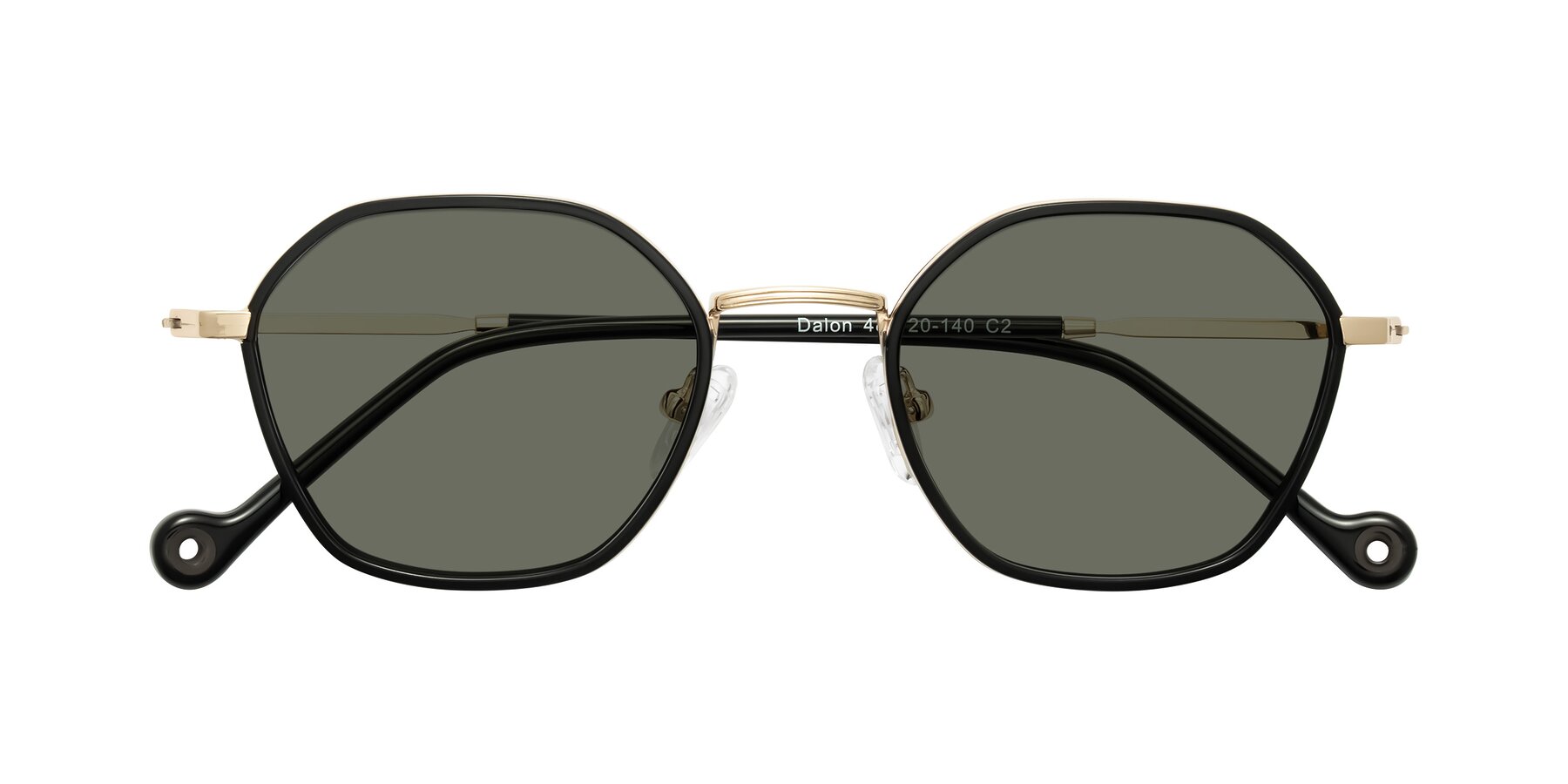 Folded Front of Dalon in Black/Gold with Gray Polarized Lenses
