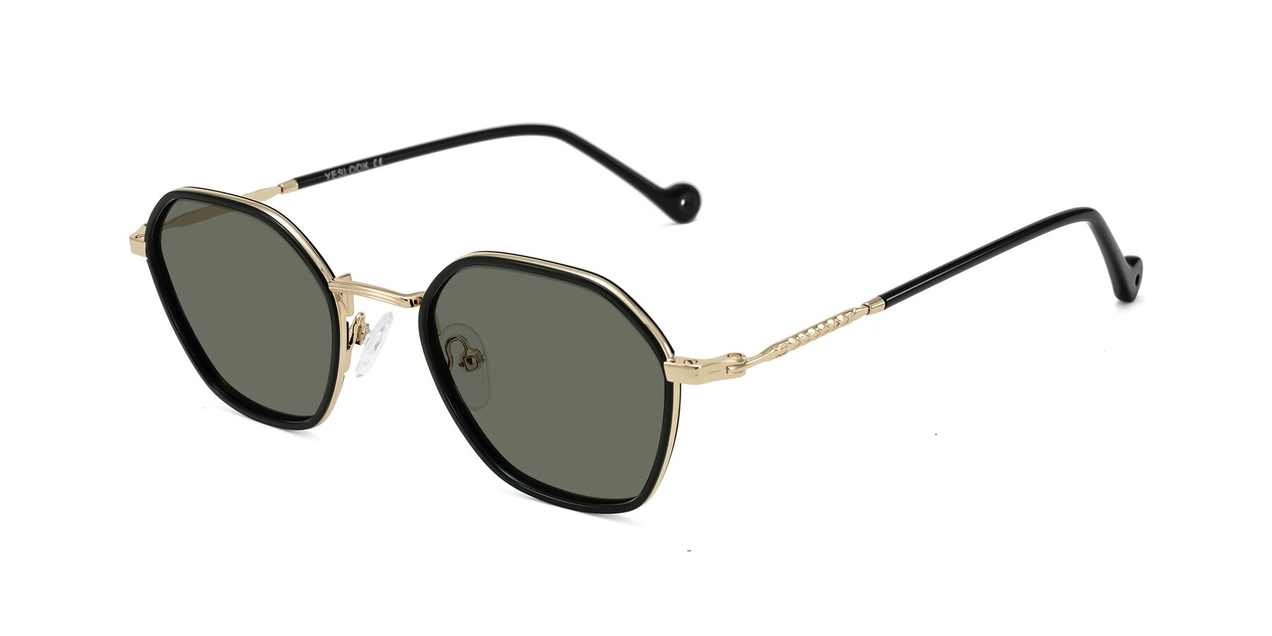 Angle of Dalon in Black/Gold with Gray Polarized Lenses