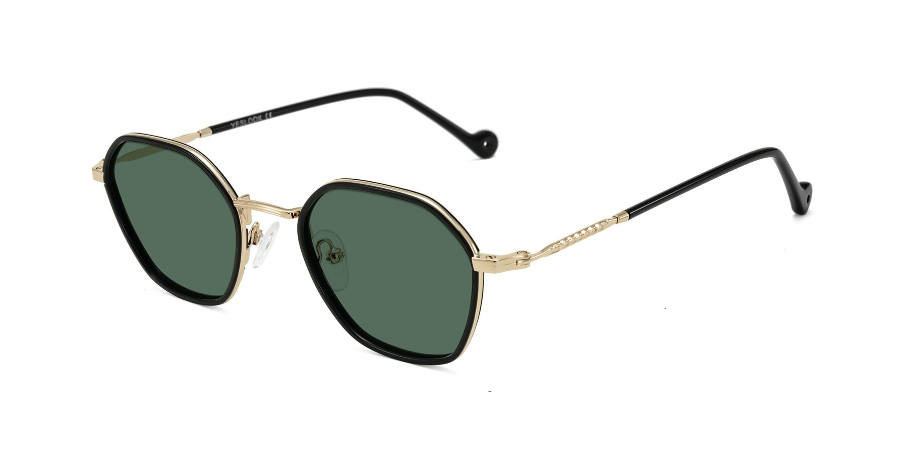 Angle of Dalon in Black/Gold with Green Polarized Lenses