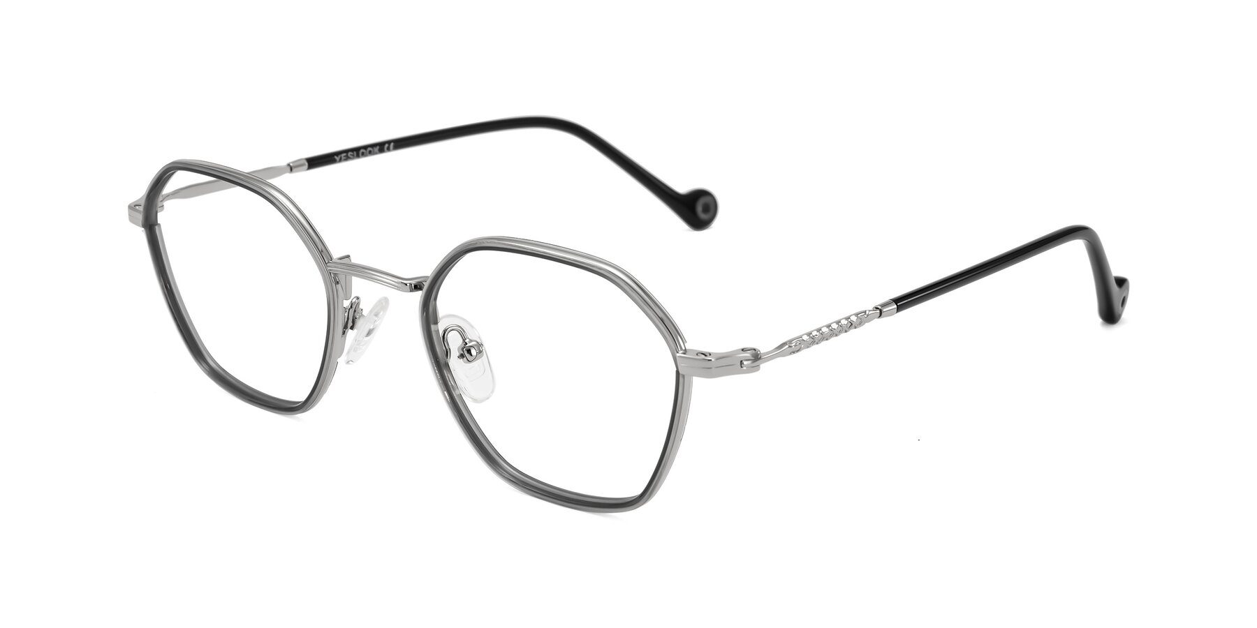 Angle of Dalon in Gray/Silver with Clear Blue Light Blocking Lenses