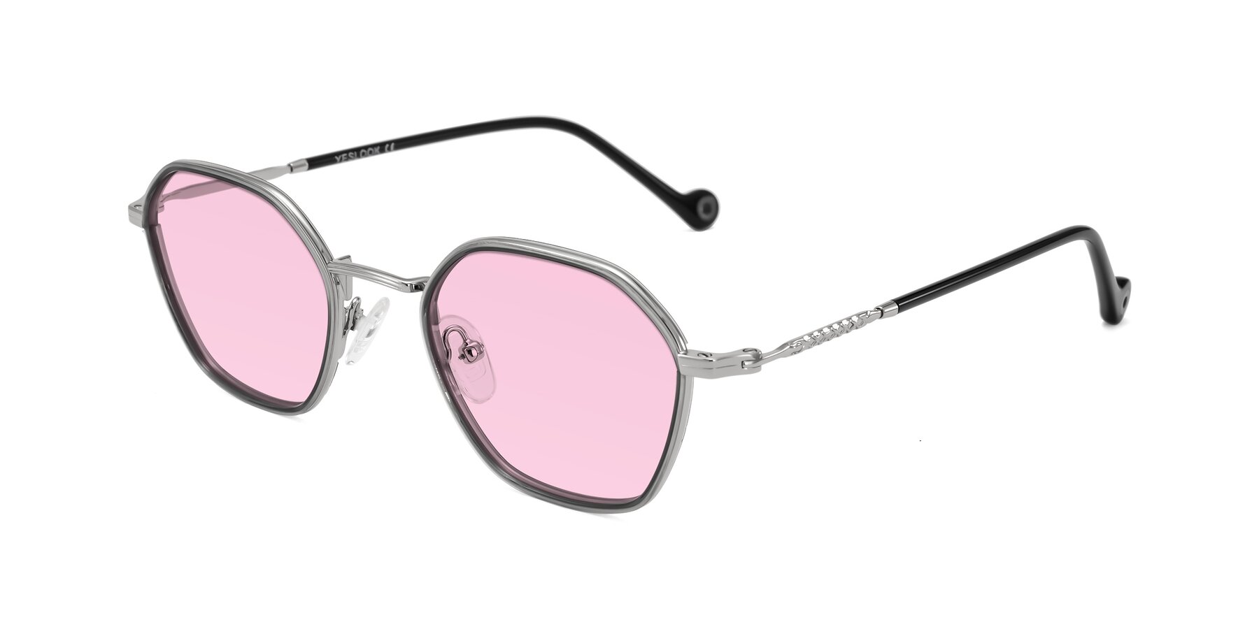 Angle of Dalon in Gray/Silver with Light Pink Tinted Lenses