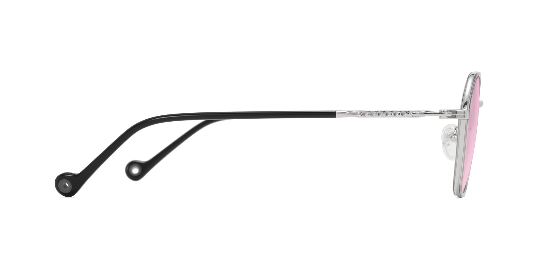 Side of Dalon in Gray/Silver with Light Pink Tinted Lenses