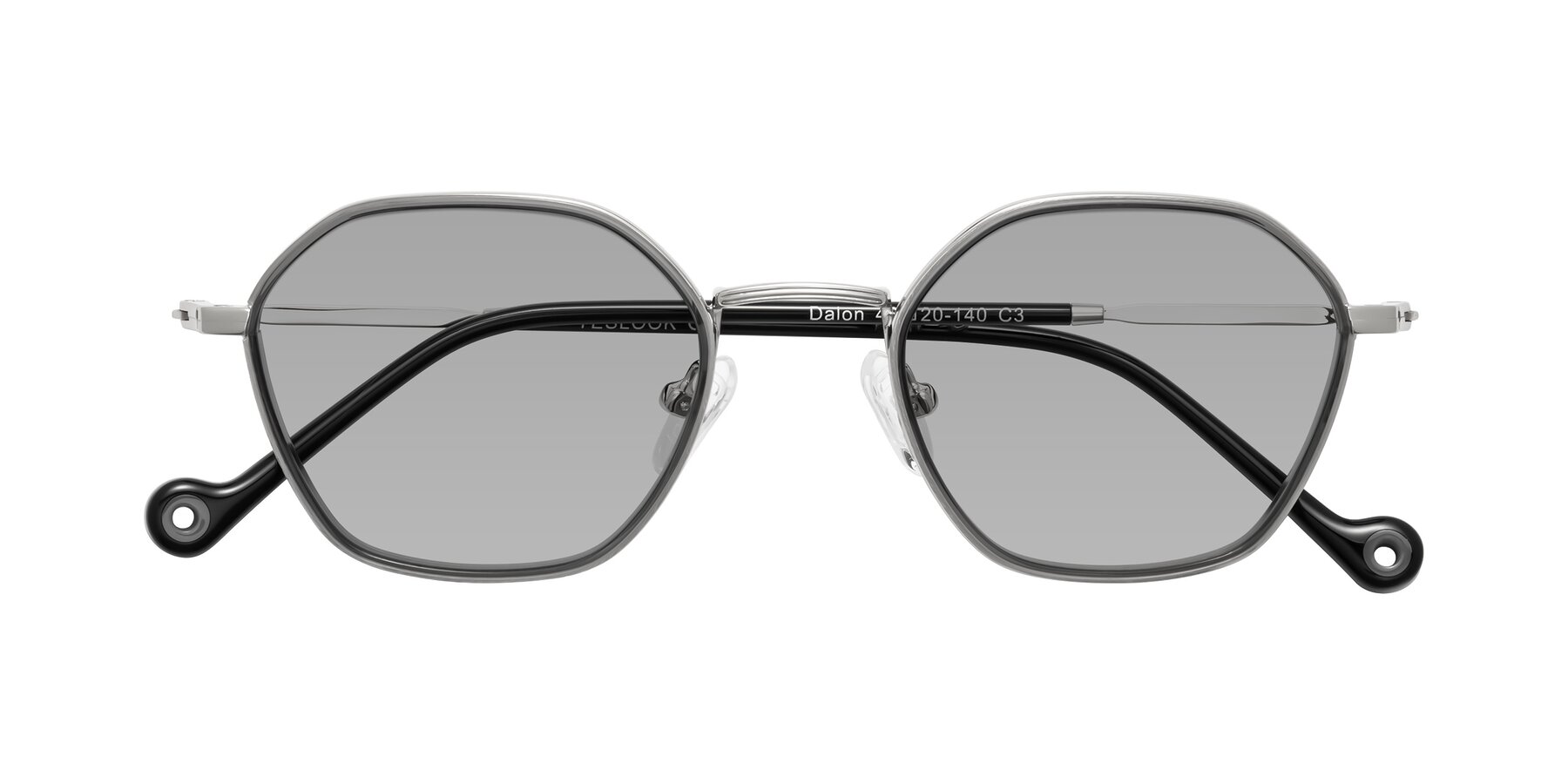Folded Front of Dalon in Gray/Silver with Light Gray Tinted Lenses