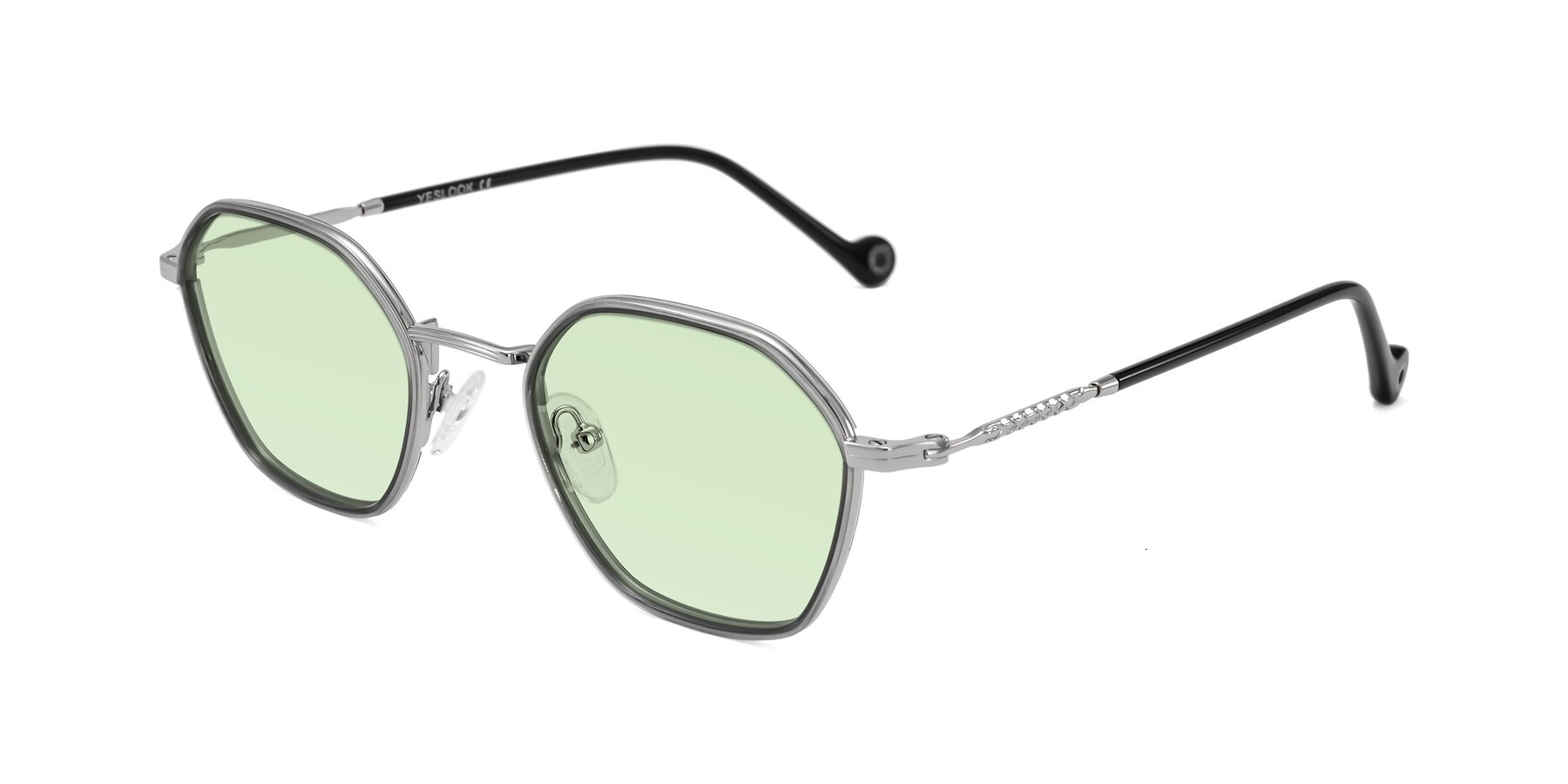 Angle of Dalon in Gray/Silver with Light Green Tinted Lenses