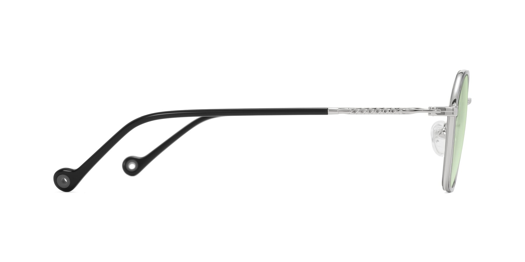 Side of Dalon in Gray/Silver with Light Green Tinted Lenses