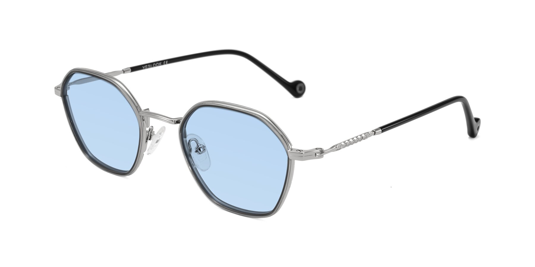 Angle of Dalon in Gray/Silver with Light Blue Tinted Lenses