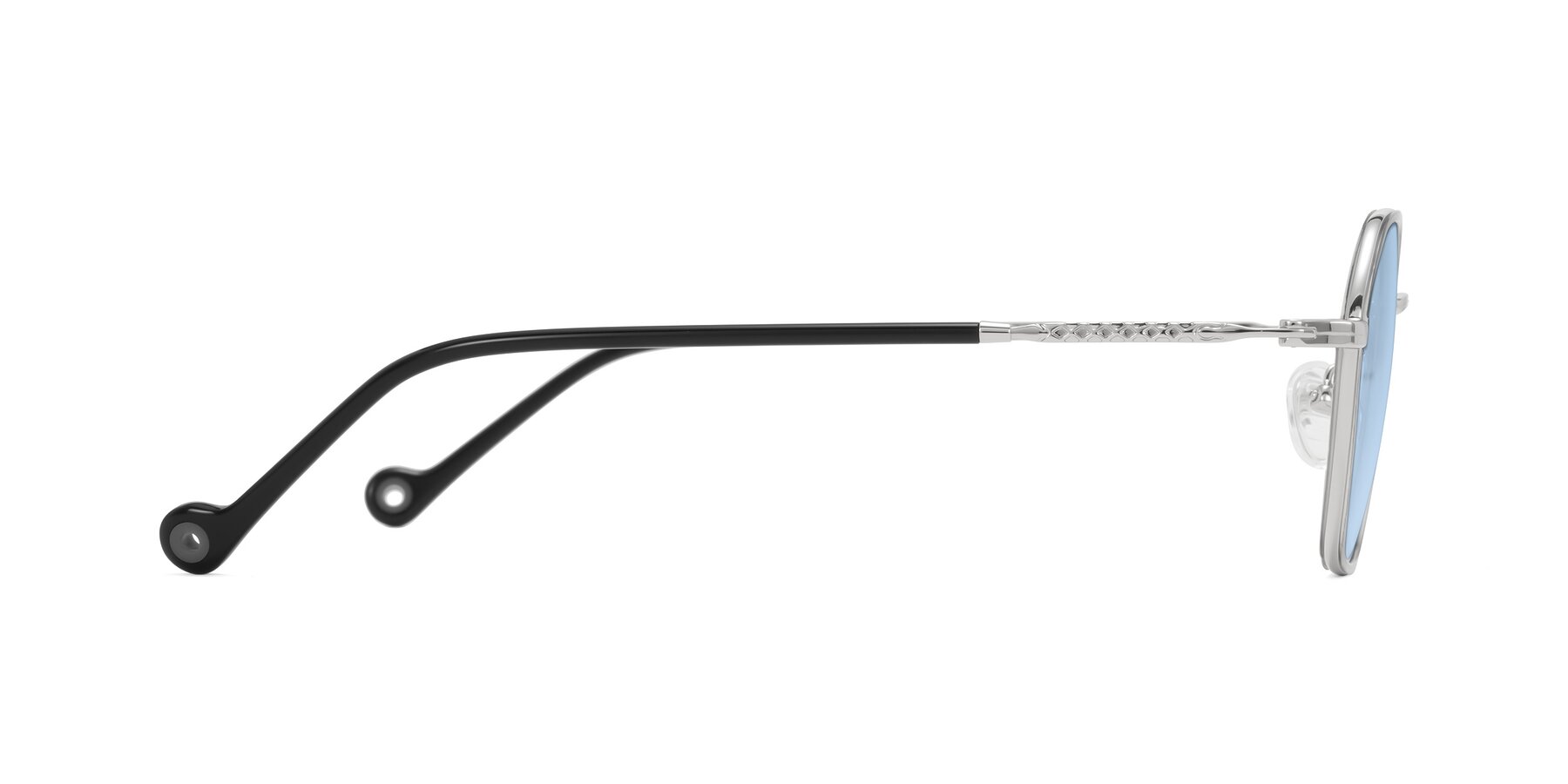 Side of Dalon in Gray/Silver with Light Blue Tinted Lenses