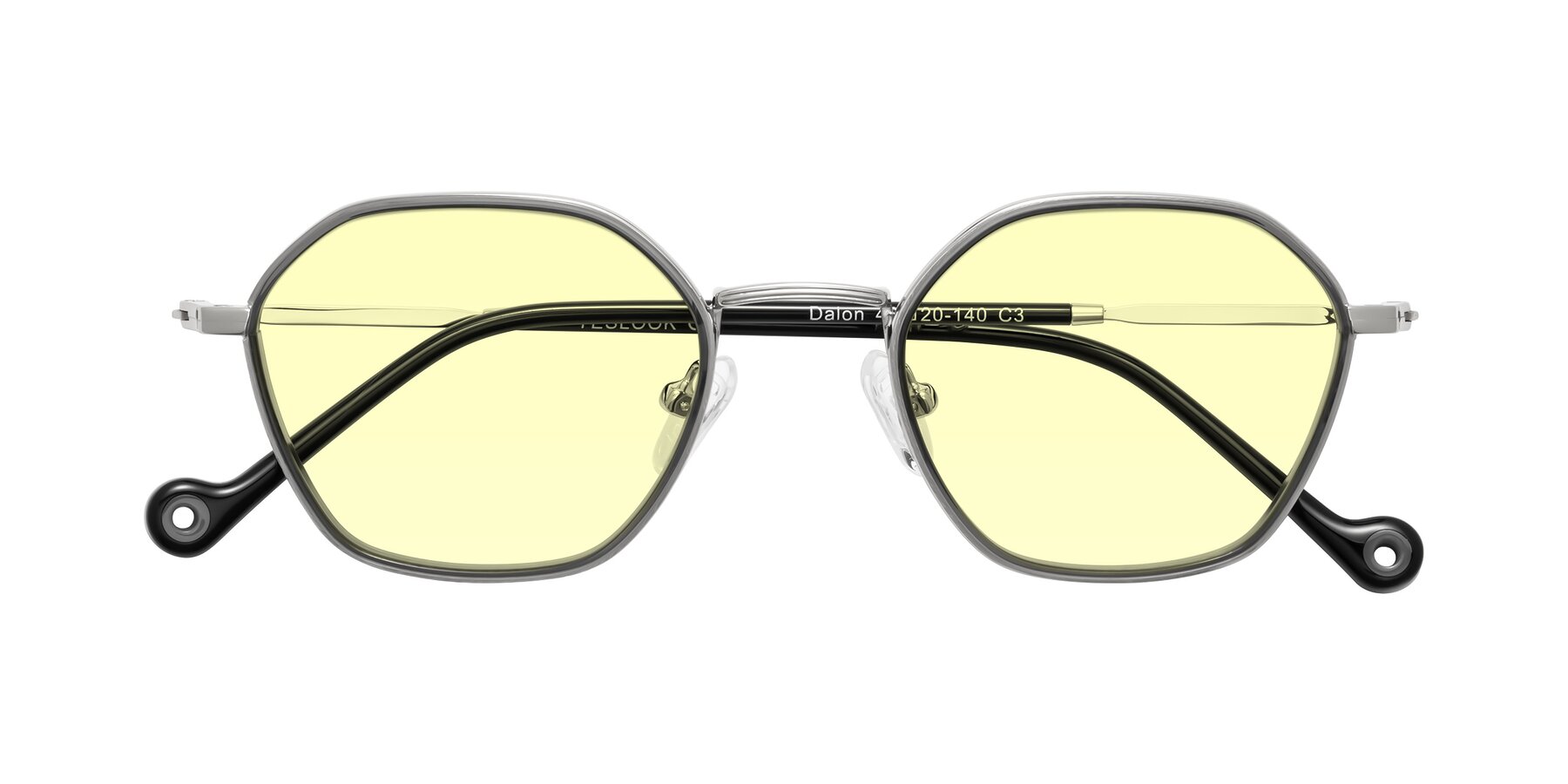 Folded Front of Dalon in Gray/Silver with Light Yellow Tinted Lenses