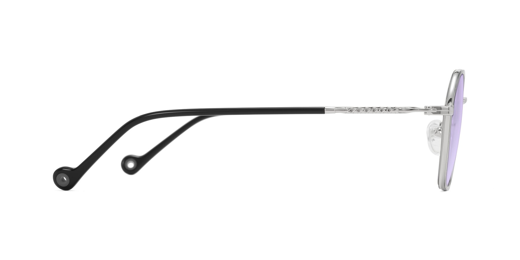 Side of Dalon in Gray/Silver with Light Purple Tinted Lenses