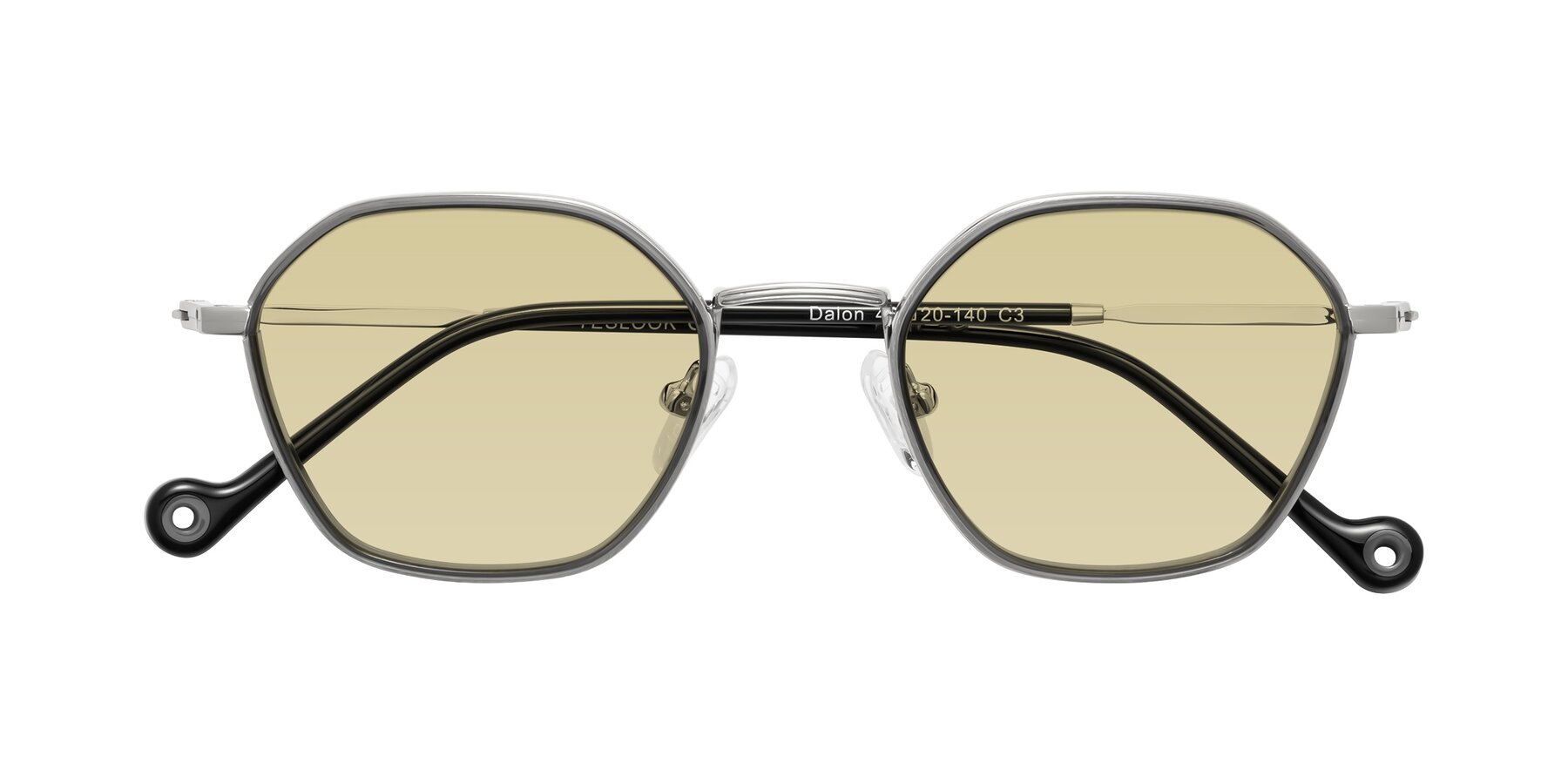 Folded Front of Dalon in Gray/Silver with Light Champagne Tinted Lenses