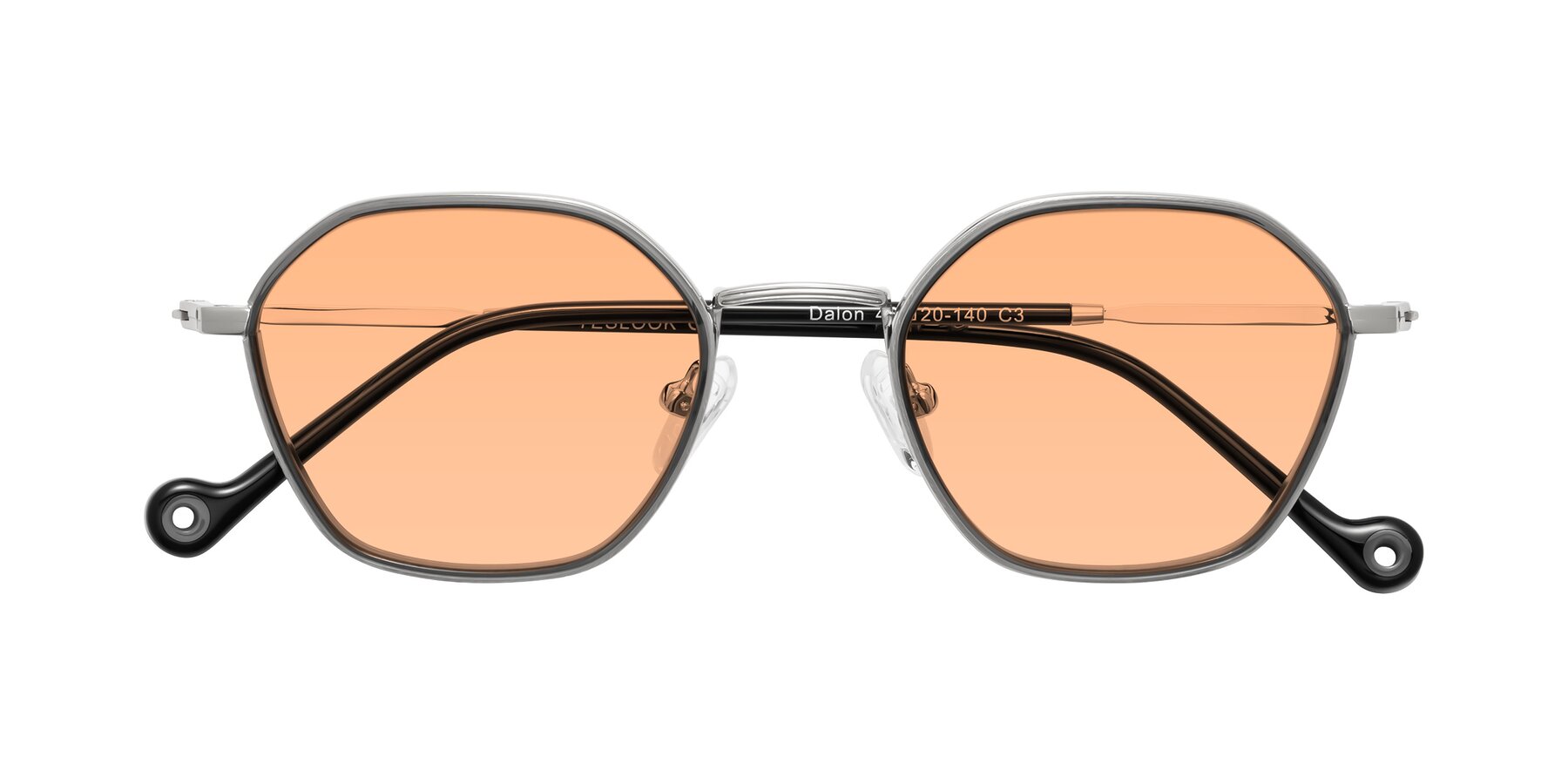 Folded Front of Dalon in Gray/Silver with Light Orange Tinted Lenses