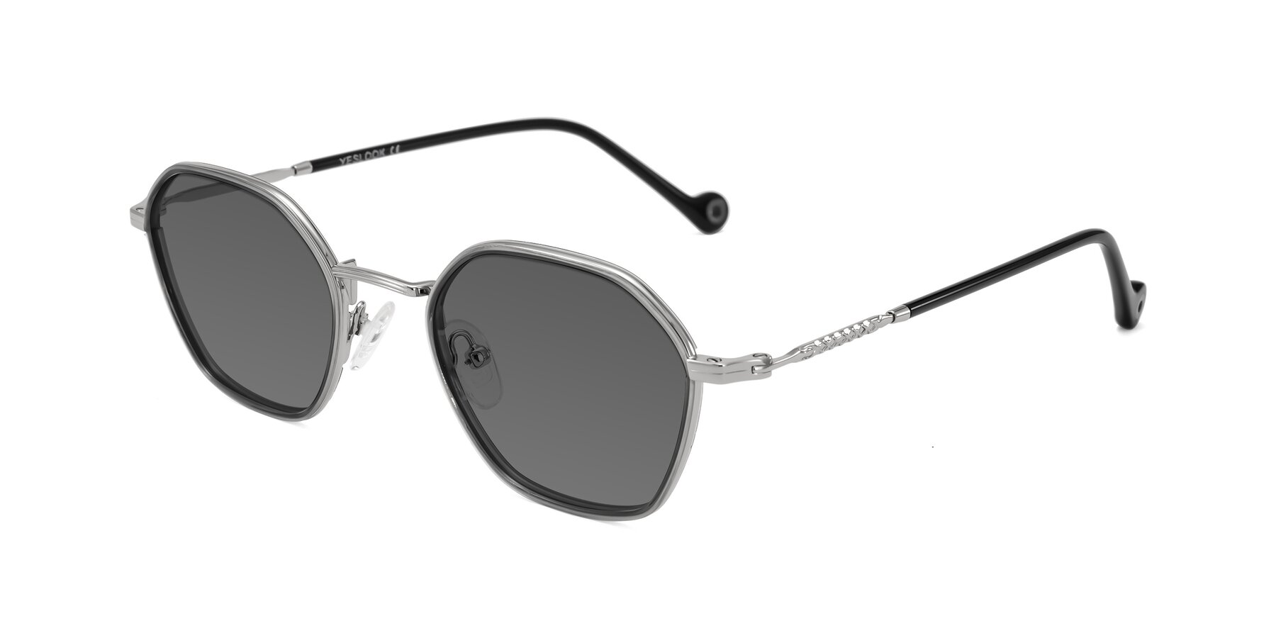 Angle of Dalon in Gray/Silver with Medium Gray Tinted Lenses