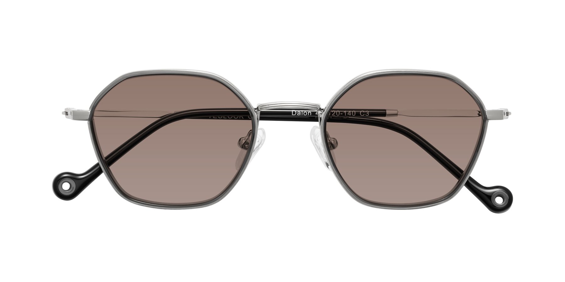 Folded Front of Dalon in Gray/Silver with Medium Brown Tinted Lenses