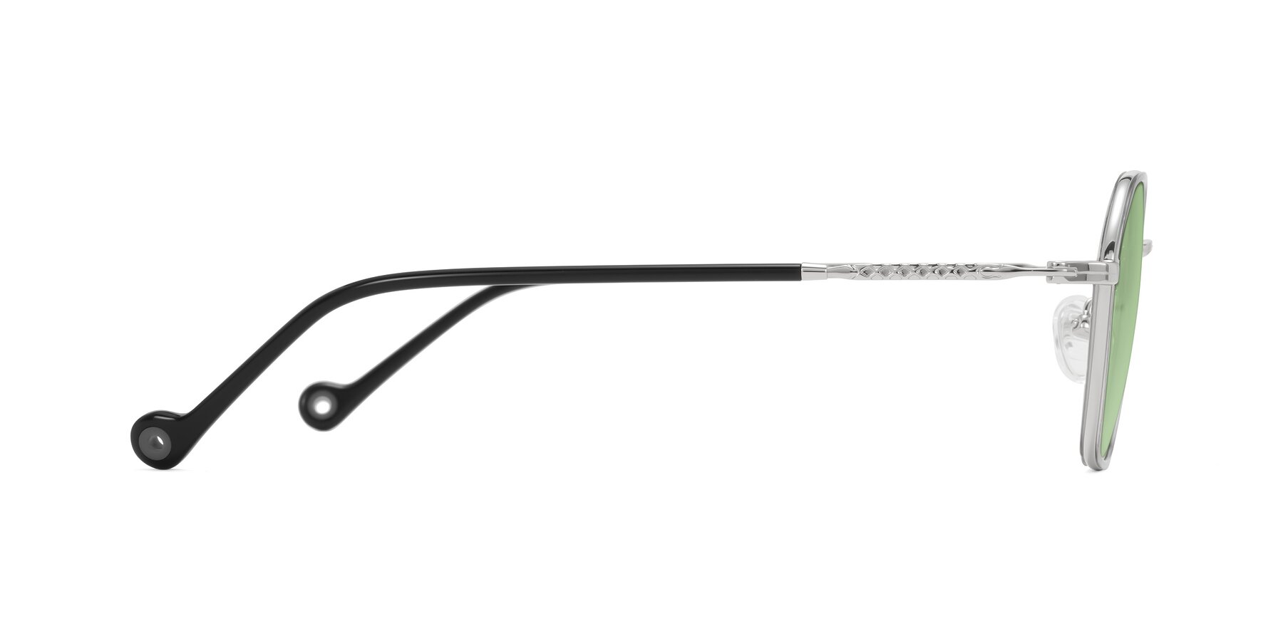 Side of Dalon in Gray/Silver with Medium Green Tinted Lenses