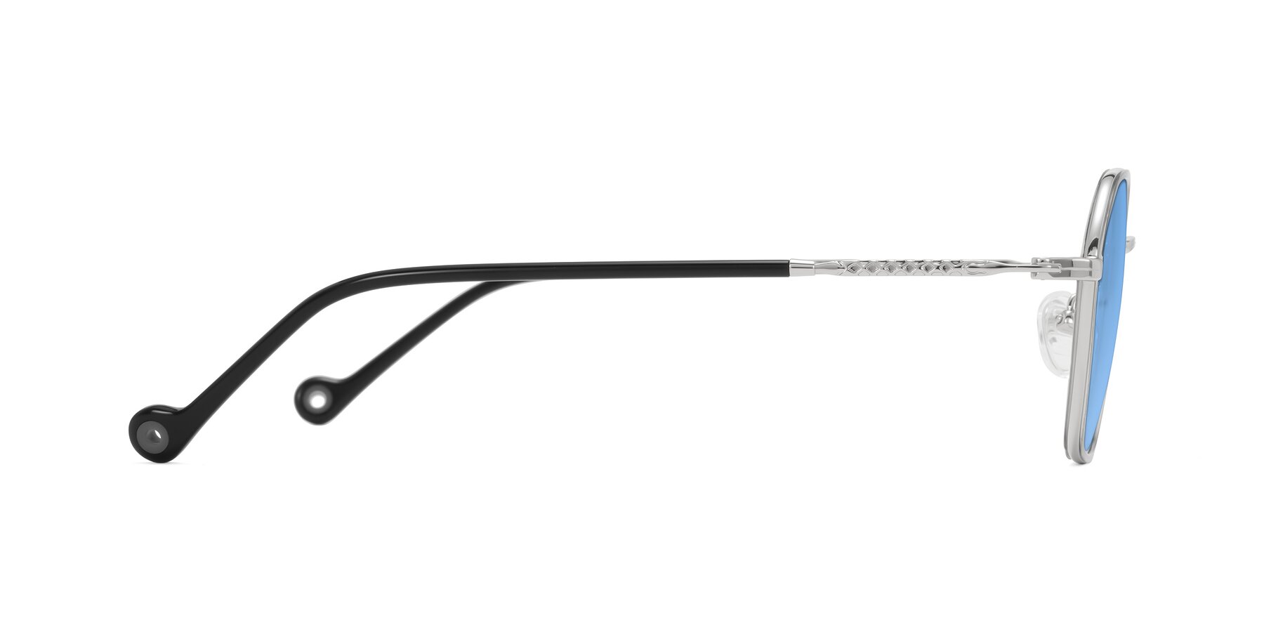 Side of Dalon in Gray/Silver with Medium Blue Tinted Lenses