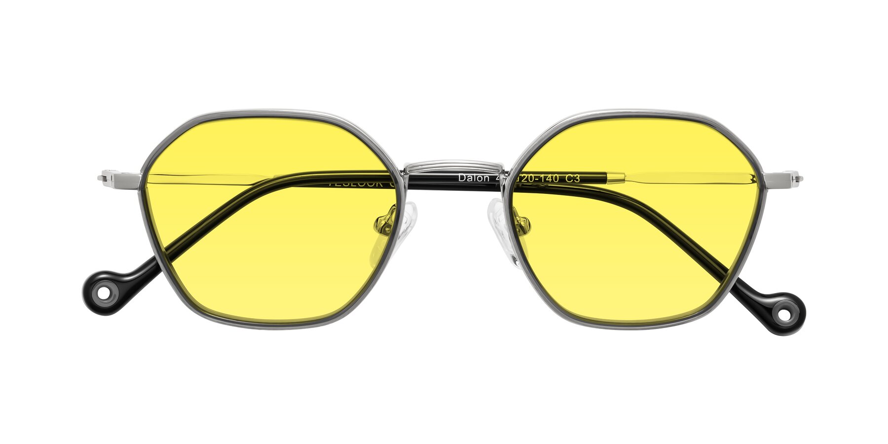 Folded Front of Dalon in Gray/Silver with Medium Yellow Tinted Lenses