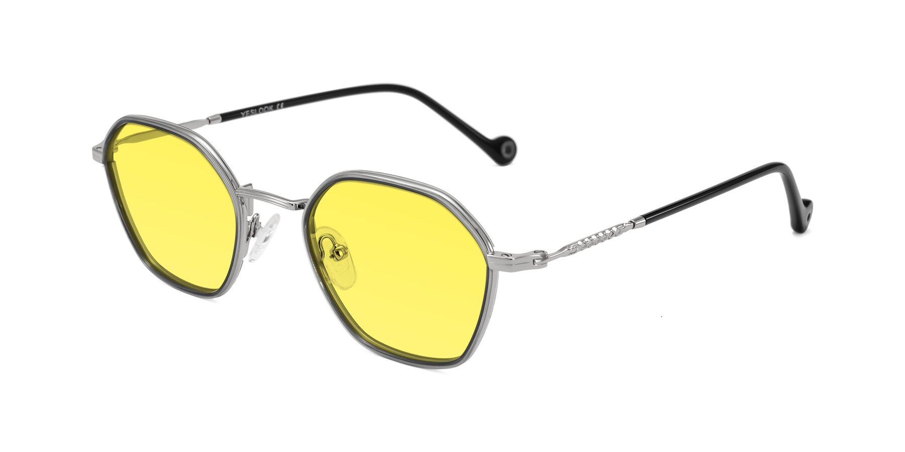 Angle of Dalon in Gray/Silver with Medium Yellow Tinted Lenses