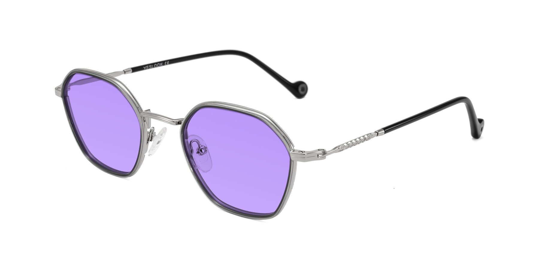 Angle of Dalon in Gray/Silver with Medium Purple Tinted Lenses