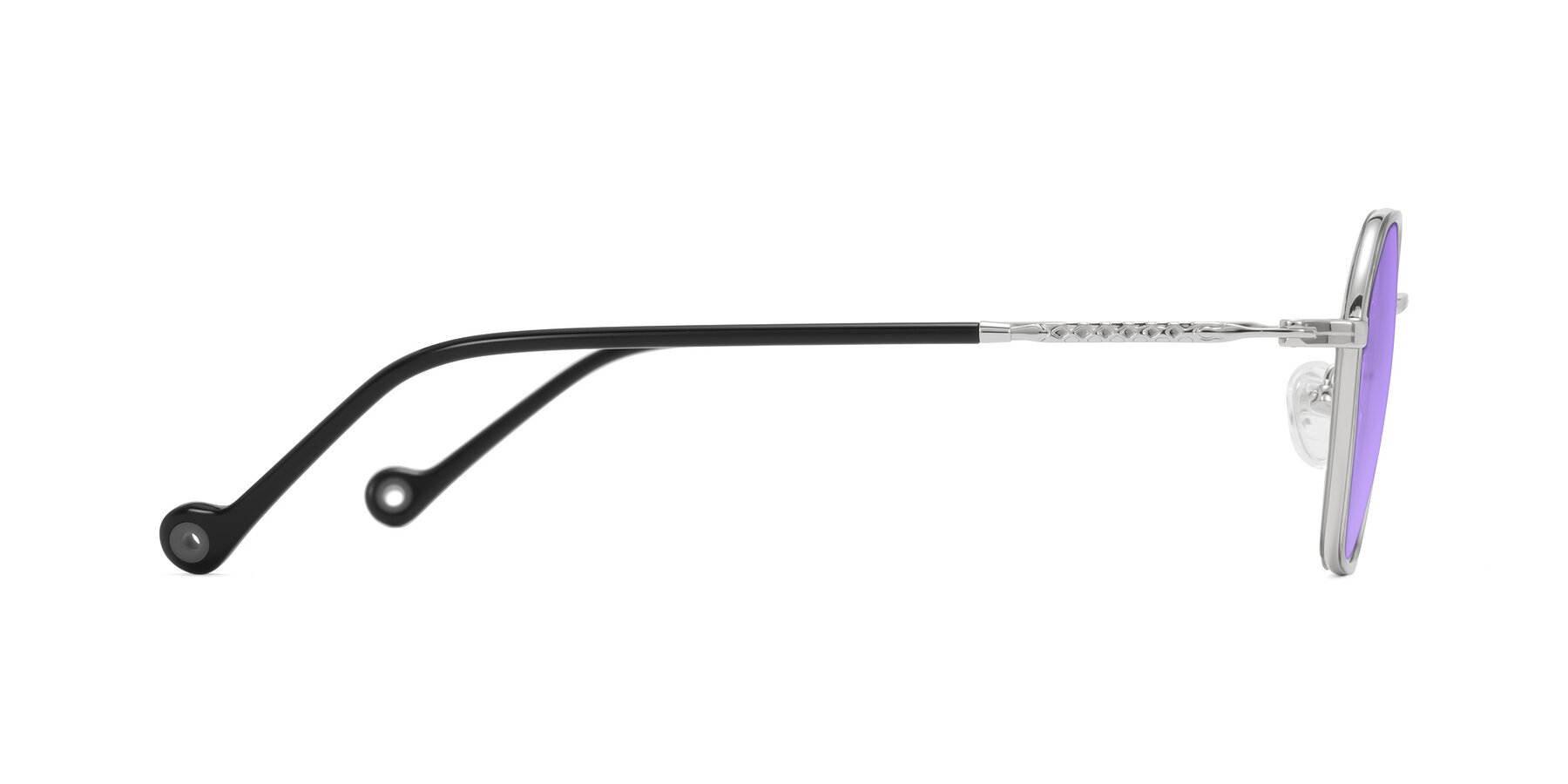 Side of Dalon in Gray/Silver with Medium Purple Tinted Lenses