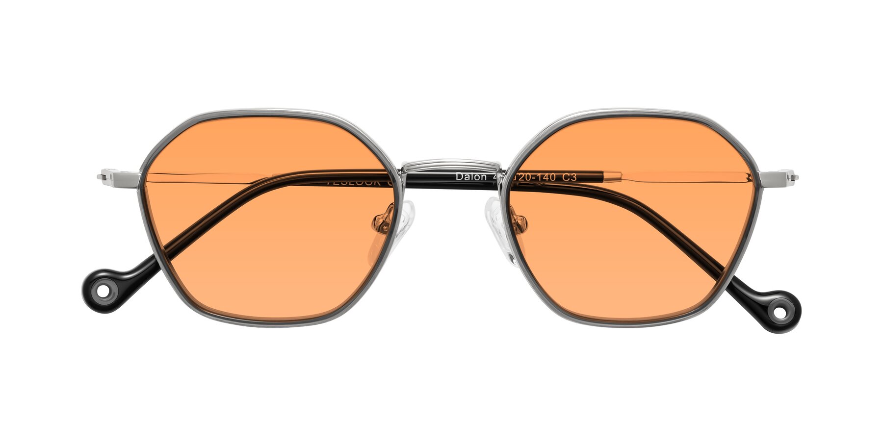 Folded Front of Dalon in Gray/Silver with Medium Orange Tinted Lenses
