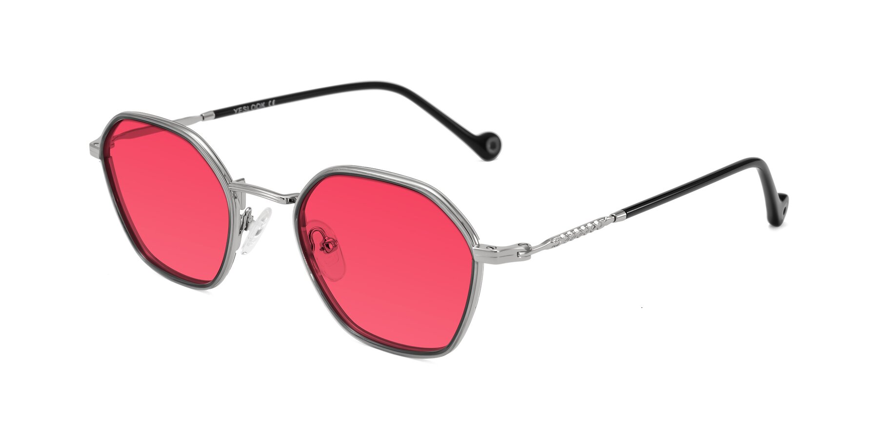 Angle of Dalon in Gray/Silver with Red Tinted Lenses
