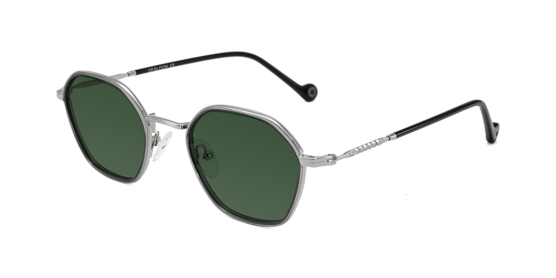 Angle of Dalon in Gray/Silver with Green Tinted Lenses