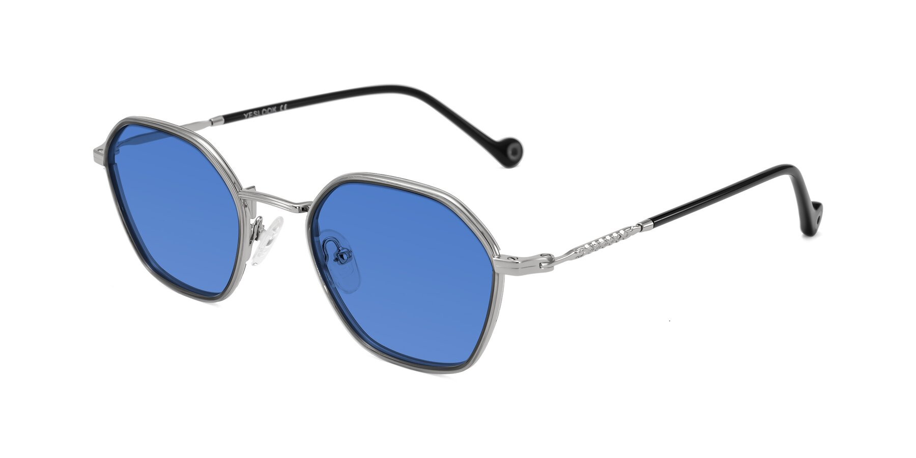 Angle of Dalon in Gray/Silver with Blue Tinted Lenses