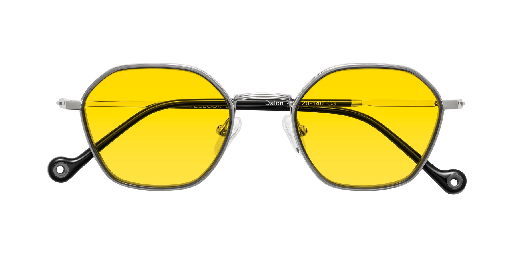 Folded Front of Dalon in Gray/Silver with Yellow Tinted Lenses