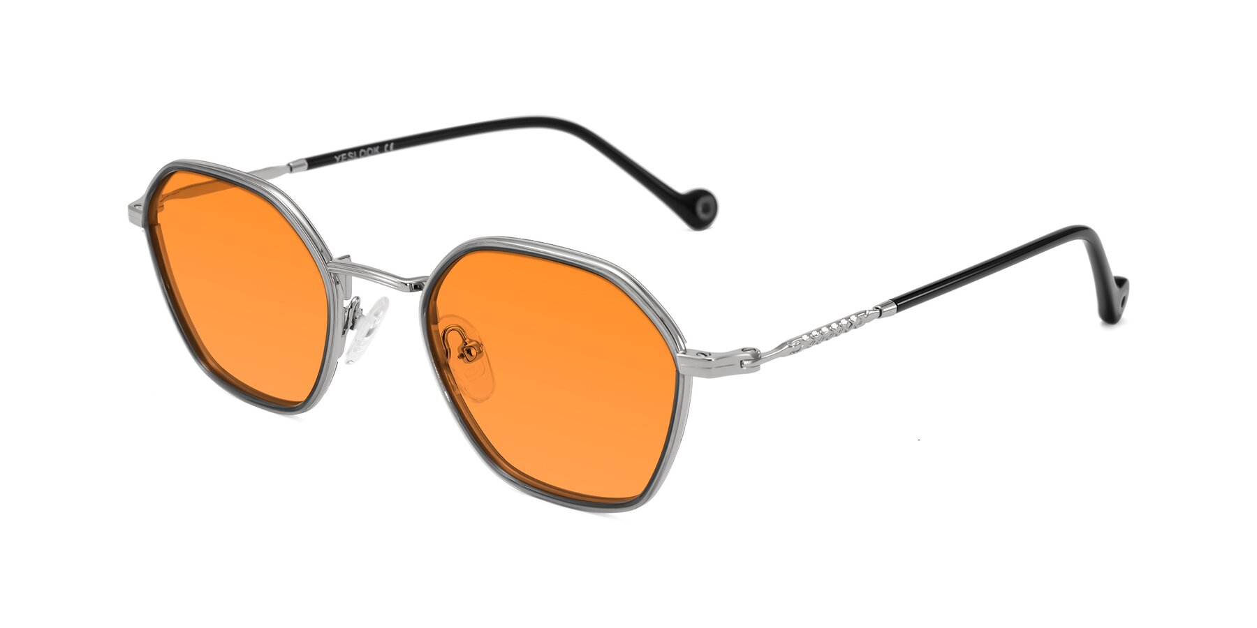 Angle of Dalon in Gray/Silver with Orange Tinted Lenses