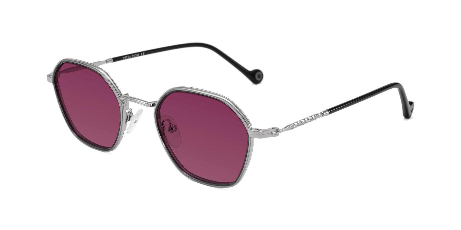 Angle of Dalon in Gray/Silver with Wine Tinted Lenses