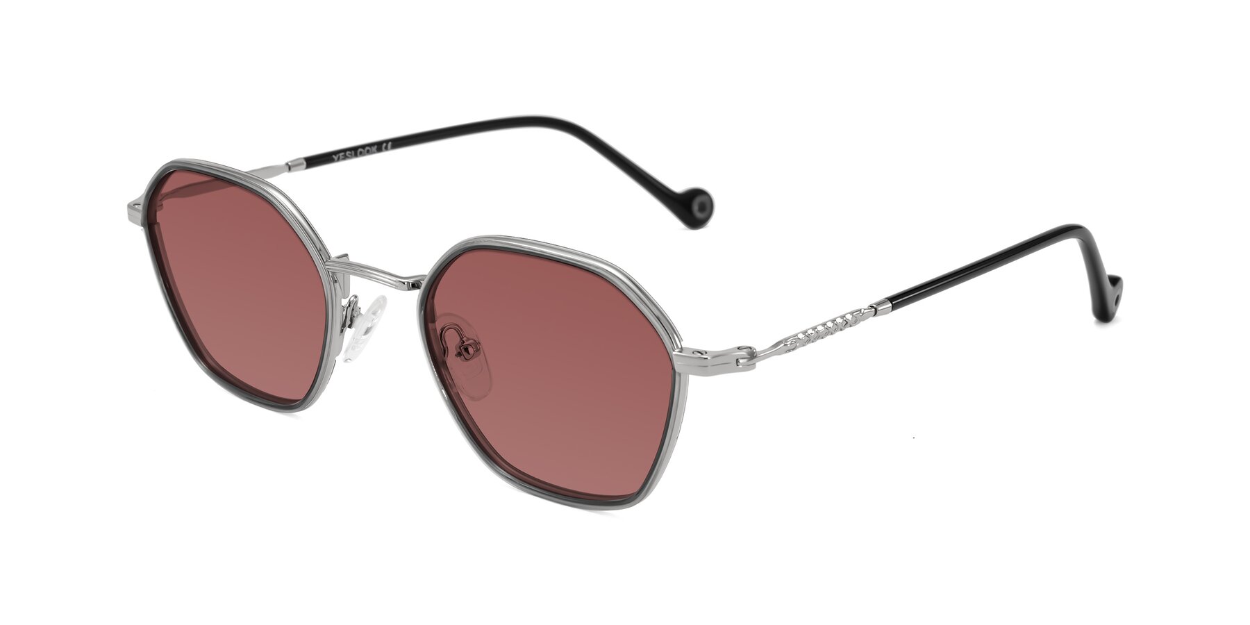 Angle of Dalon in Gray/Silver with Garnet Tinted Lenses