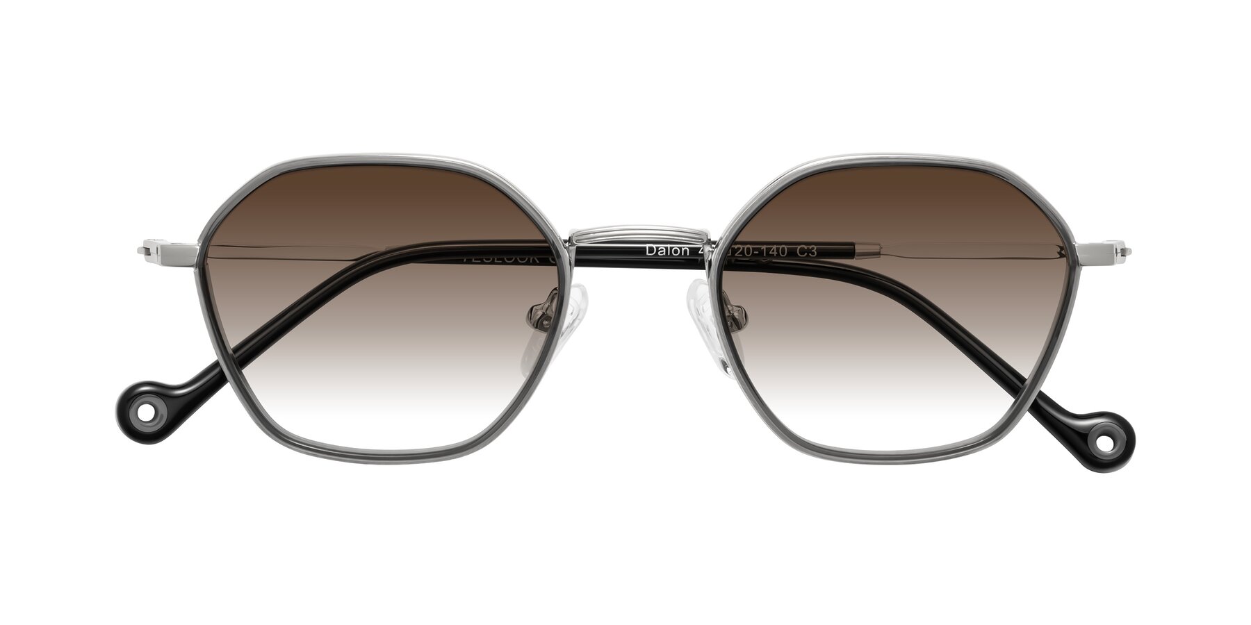 Folded Front of Dalon in Gray/Silver with Brown Gradient Lenses