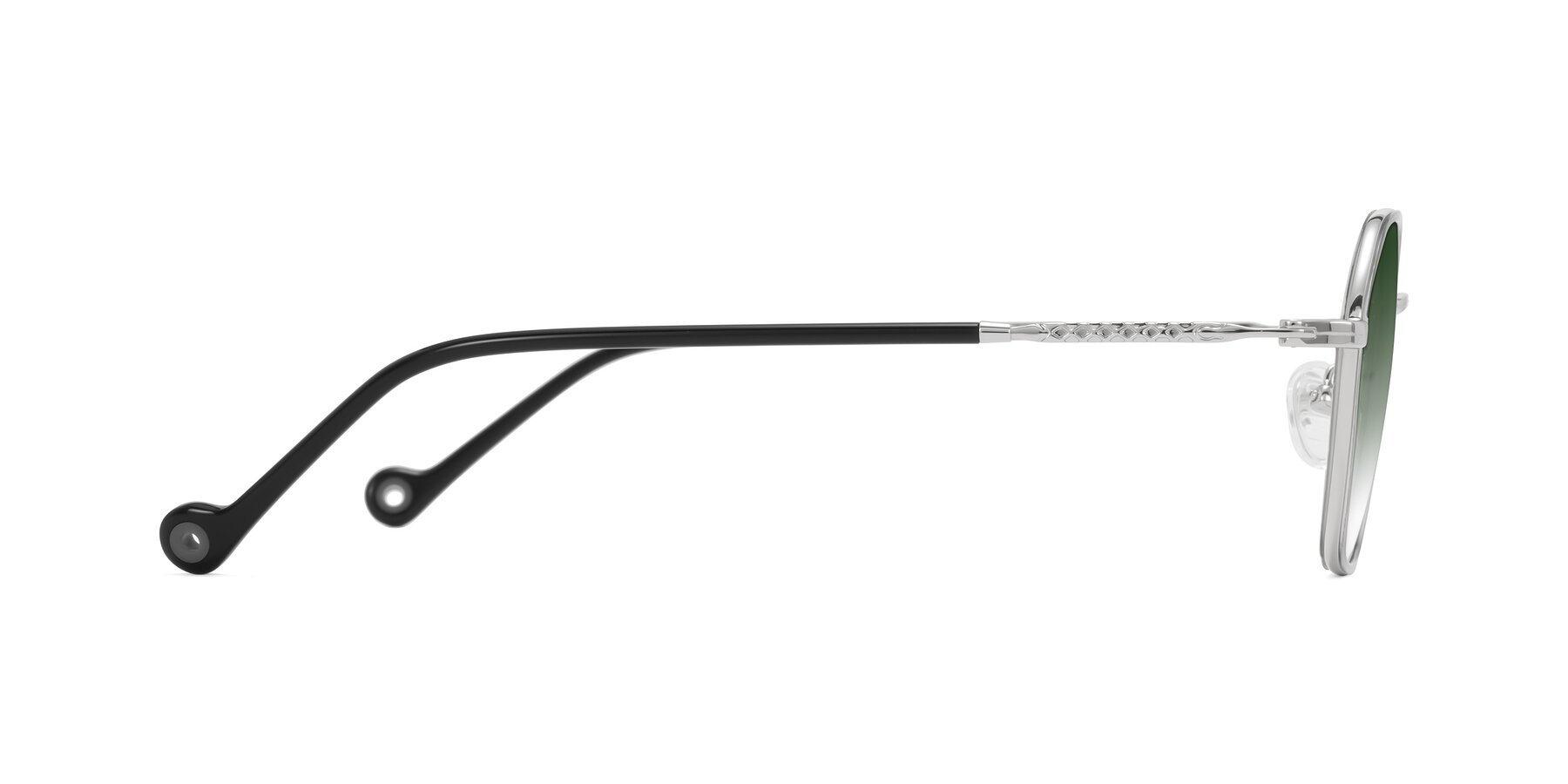 Side of Dalon in Gray/Silver with Green Gradient Lenses