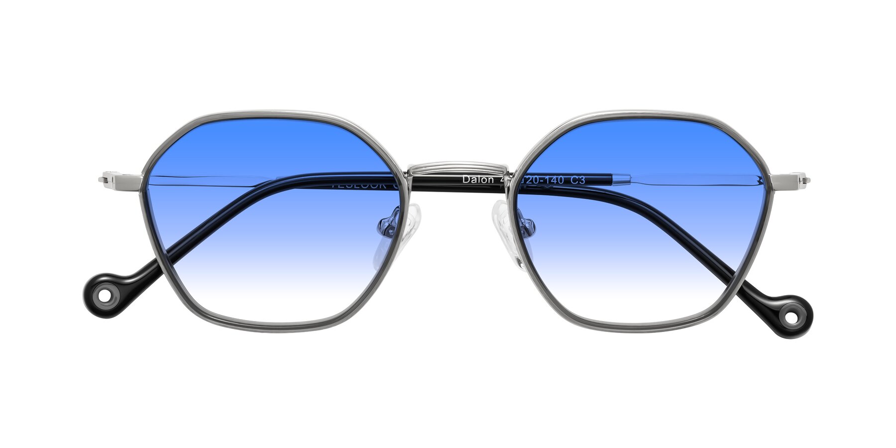Folded Front of Dalon in Gray/Silver with Blue Gradient Lenses