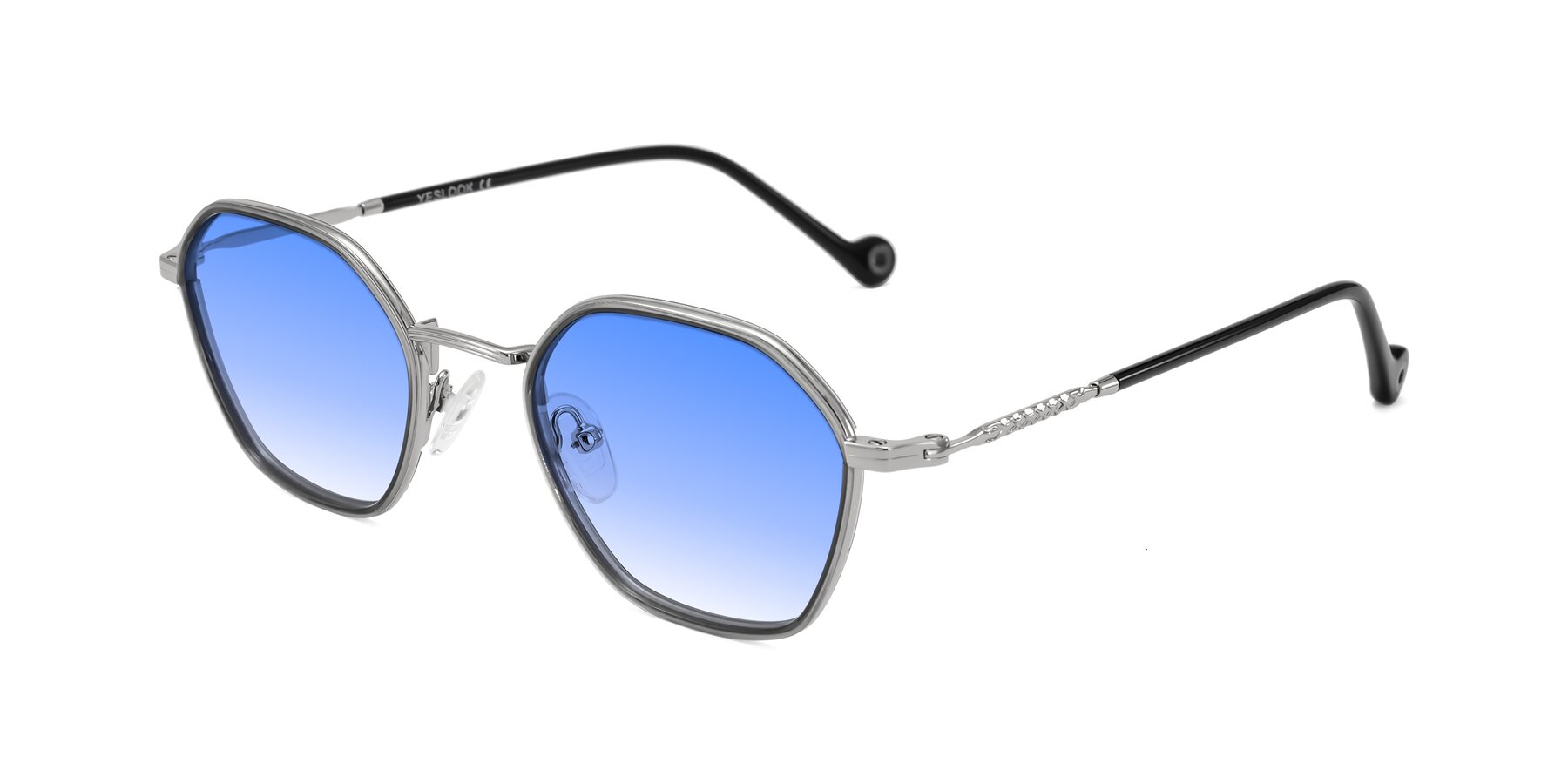 Angle of Dalon in Gray/Silver with Blue Gradient Lenses